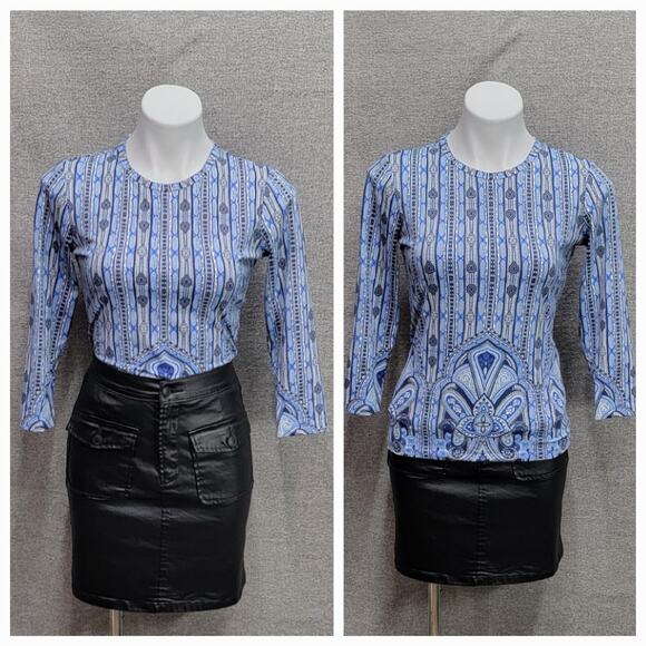 J. MCLAUGHLIN BLUE 3/4 SLEEVE TOP, SIZE XS - Picture 1 of 7